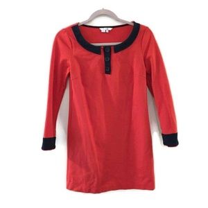 BODEN Orange/navy Contrast collar tunic dress